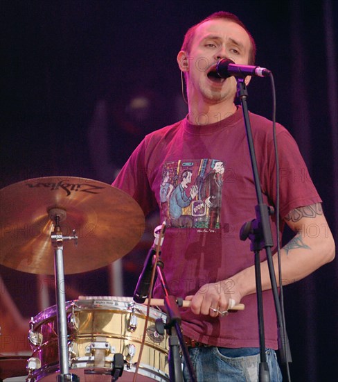 Russian singer-songwriter dolphin (delfin) performs in moscow's live 8 concert to raise awareness of african poverty as tens of thousands of fans gathered at a venue just off red square on saturday, july 2, 2005.