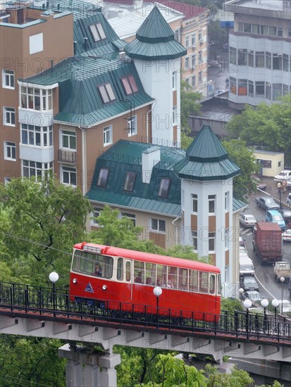 Funicular in vladivostok put into operation after a four-year reconstruction, russia, 2005.