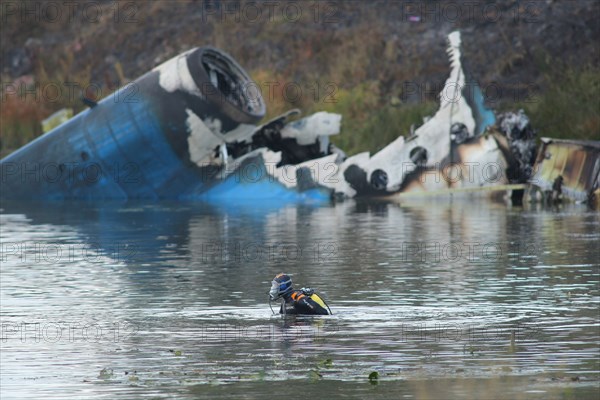 Yaroslavl region, russia, september 7, 2011, a search and rescue operation being carried out in the yaroslavl region, where a yak-42 passenger plane with a khl ice hockey team lokomotiv  on board crashed on september 7 killing 36 people.
