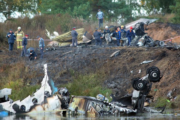 Yaroslavl region, russia, september 7, 2011, a search and rescue operation being carried out in the yaroslavl region, where a yak-42 passenger plane with a khl ice hockey team lokomotiv on board crashed on september 7 killing 36 people.