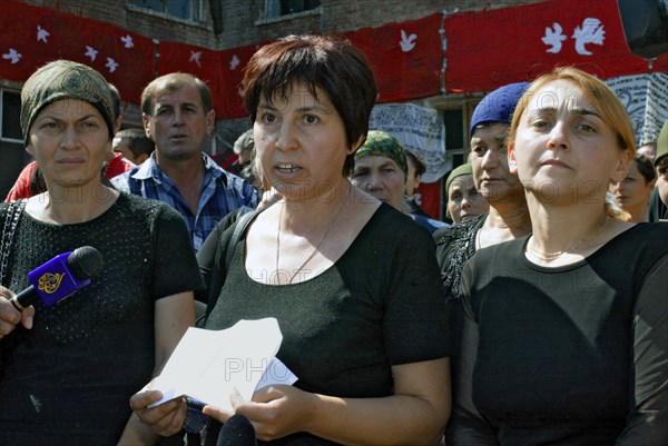 North ossetia, russia, september 1, 2005, members of the victims of terrorist acts association mothers of beslan (khamitsova, ella kesayeva, molikova) have requested political asylum from heads of foreign countries during the mourning ceremony.