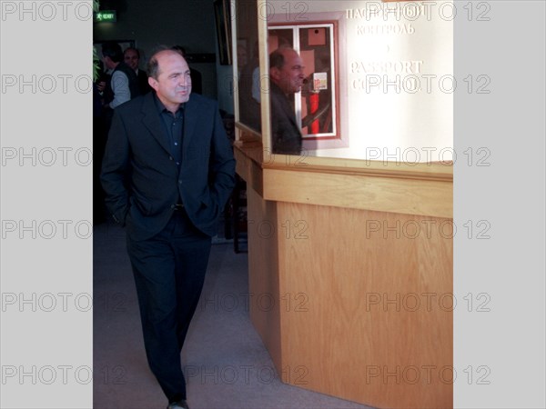 Moscow, russia, april 18, 1999, russian oil-to-media tycoon boris berezovsky and seen pictured on his arrival in moscow from nice