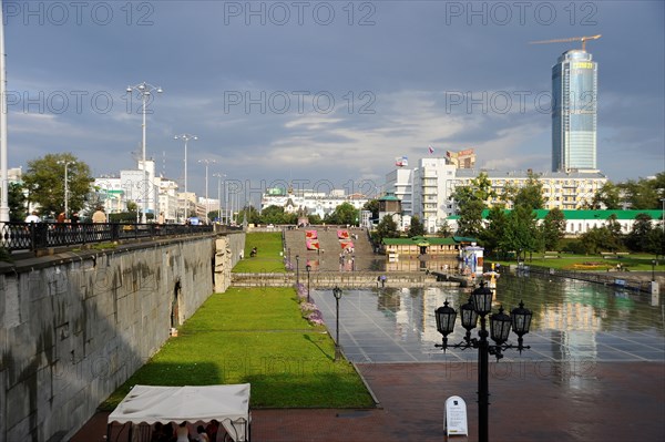 Yekaterinburg, russia, 2011, view of vysotsky business centre, a 54 storey skyscraper.