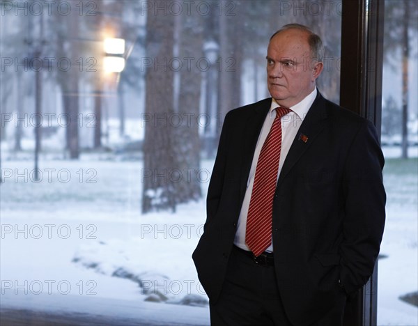 Moscow region, russia, december 13, 2011, leader of russia's communist party, gennady zyuganov attends a meeting with president of russia dmitry medvedev and leaders of parliamentary parties, at gorki residence.
