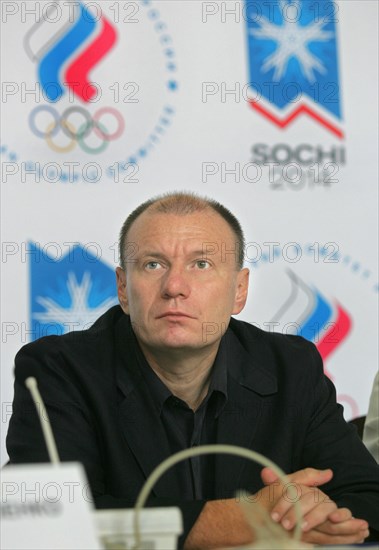 Sochi, russia, june 23, 2006, vladimir potanin, head of the interros holding company and leader of the russian union of industrialists and entrepreneurs (rspp) appears at a news conference held after the announcement of russia's black sea resort of sochi as candidate city to host the 2014 winter games.