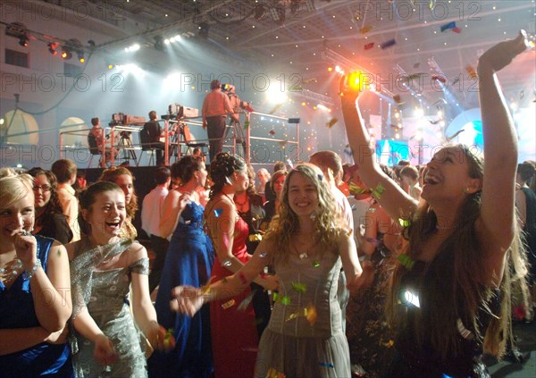 High school graduates dance at the ball 'the graduate 2006' held at gostiny dvor department store, moscow, russia, june 24, 2006.