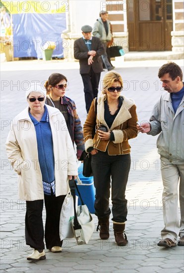 September 12, 2006, family of former yukos chief mikhail khodorkovsky - mother marina filippovna, daughter nastya and wife inna (l-r) - have arrived at the railway station after their meeting with jailed oligarch at a penal colony in krasnokamensk in the chita region where he is serving out an eight-year sentence for fraud and tax evasion.