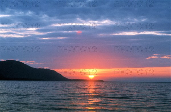 Irkutsk region, ussr, sunset on lake baikal, december 1977.
