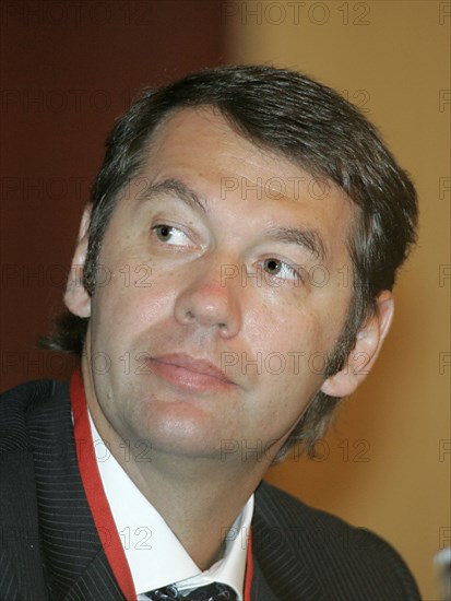 Moscow, russia, november 16, 2006, andrei kuzyayev, lukoil's vice president, president of lukoil overseas holding ltd,, attends the 2006 international forum 'oil of russia: the present & the future' at the president hotel in moscow.
