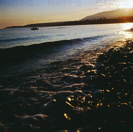 The sunset on lake baikal, november 1981.