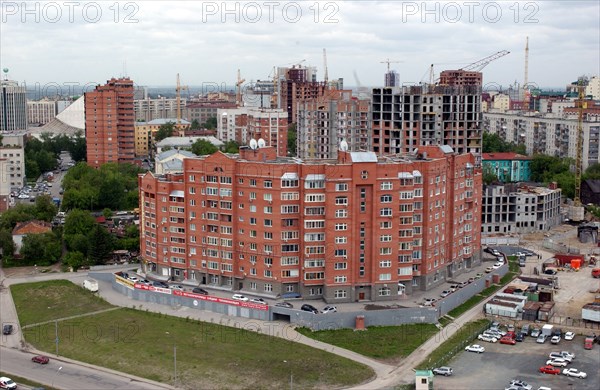 New construction in a residential district of novosibirsk, russia, may 2007.