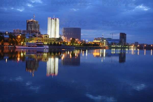 Yekaterinburg, russia, the view of the government of the sverdlovsk region and the demidov business center under construction, june 2008.