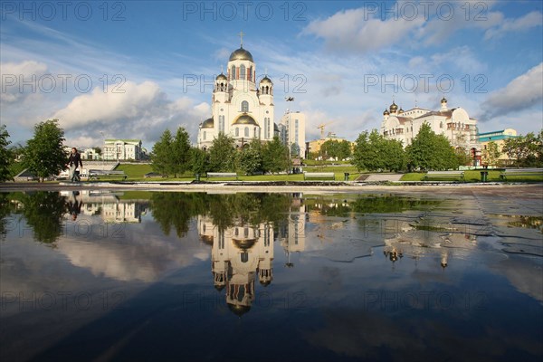 Yekaterinburg, russia, the cathedral on the spilled blood, june 2008.
