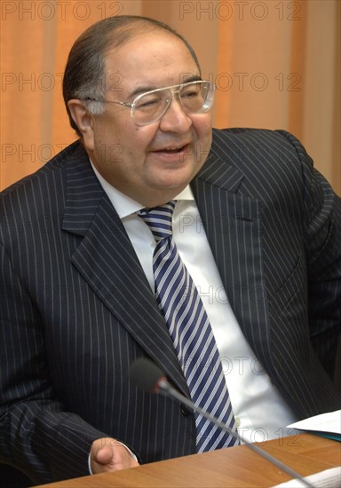 Nizhni novgorod region, russia, july 25, 2008, uzbek-born russian steel and gas oligarch, alisher usmanov, at a meeting on the russian ferrous metallurgy industry.