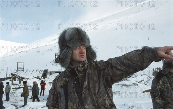 Chita region,russia, february 17, director general of the 'ural mining company js' andrey kozitsyn pictured gesturing in the north of the chita region - the richest in ore region of russia, the baikal-amur railway has been built here with the aim to develop the mineral resources of the area.