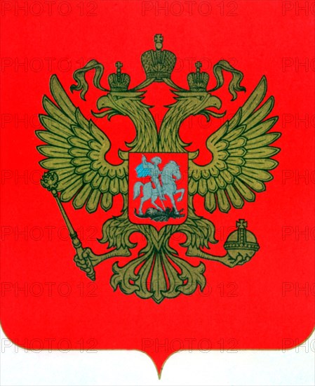 The state emblem of the russian federation, the two-headed eagle, 1993.