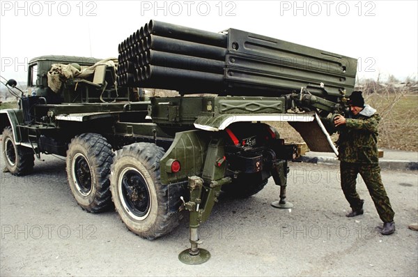 Grad rocket launcher during training exercise.