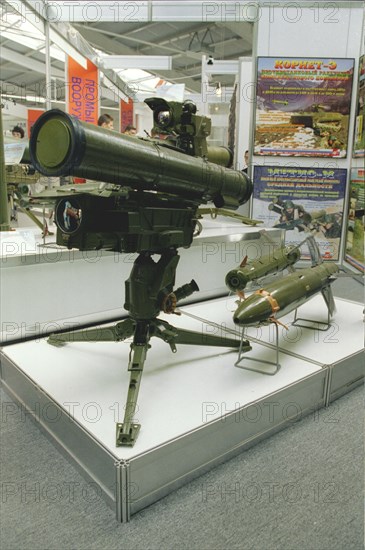 Kornet-3 anti-tank missile, intended to destroy modern armoured vehicles, 09,09,96, the complex is equipped with a lazer beam guiding system, its destruction range is about 5500 meters in the day time and 3500 meters at night.