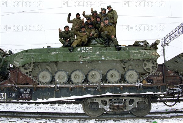 Chechnya, russia 1/3/97: last combat units of rf armed forces are withdrawn from chechnya.