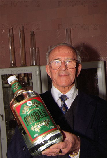 Imam gimayev, director of chistopol distillery plant, proudly displays a bottle of chistopol vodka, the plant has been making alcohol drinks since 1905 and is one of the most popular brands on sale today in russia and the cis.