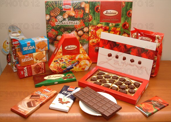 Laima chocolates on display, riga, latvia, 2003.