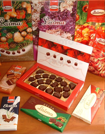 Laima chocolates on display, riga, latvia, 2003.