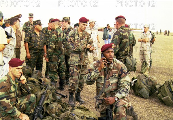 Kazakhstan, september 11, american paratroopers (in pic) after their landing in kazakhstan after a nonstop flight from northcarolina