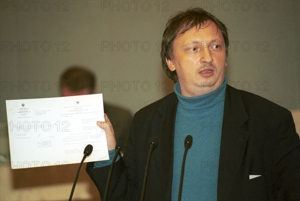 Moscow, russia, 2001: vladimir golovlev, member of liberal party, deputy of the state duma of the russian federation, golovlev was murered in august 2002.