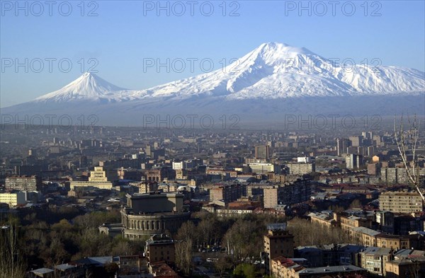 Yerevan and mt, ararat in background, armenia, 2002 .