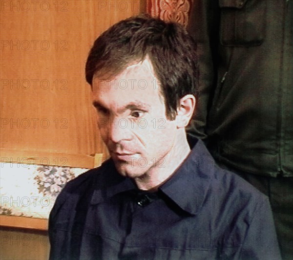 Moscow, russia, december 15 2002: chechen terrorist salman raduyev died in prison in perm region, were he was serving a lifetime term, picture shows salman raduyev during an interrogation at the lefortovo investigation prison, on march 13, 2000.