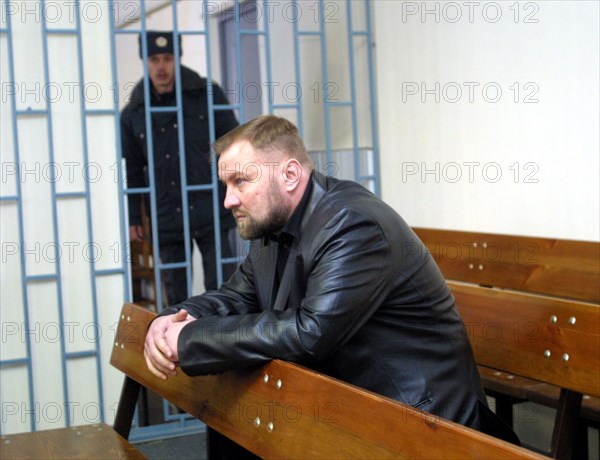 Rostov-on-don, russia, december 16 2002: the north caucasian regional court martial resumed hearing of the case of colonel yury budanov (in picture) accused of a murder of a chechen girl elsa kungayeva, here on monday, (photo valery matytsin) .