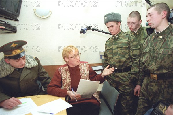 Moscow, russia, december 17 2002: a group of active service soldiers (in pic) who unarmed left an air defence unit without leave has appealed to the union of soldiers' mothers committees, (photo tatyana balashova) .