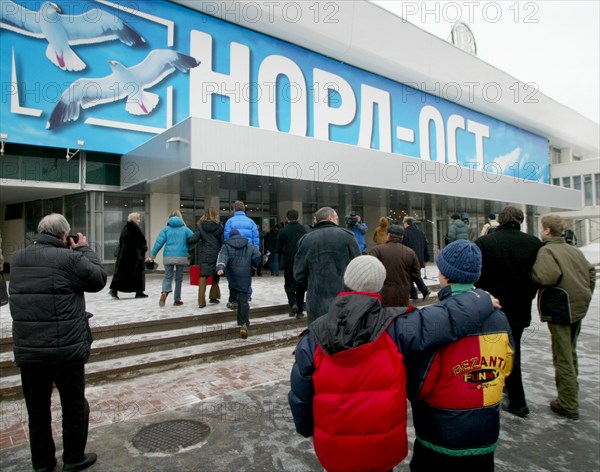 Moscow, russia, january 25, 2003: a rehearsal of the nord-ost musical on the stage of the reconstructed building of the dubrovka theatre whose official opening took place on saturday, the performance of the revived musical will be held on february 7, for the first time after the october 2002 tragic events.