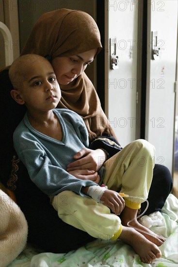 Bagdad, iraq, february 11 2003, in a specialised hospital for children suffering from leukemia (in pic), according to the data published by iraqi ministry of health 40,000 children below 5 years of age died because of malnutrition, diseases and lack of medicine in the last quarter of 2002.