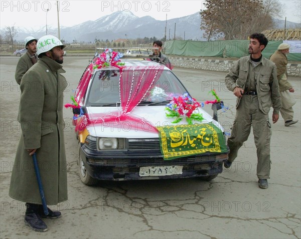 Kabul, afganistan, march 11 2003, an afgani policeman pictured in a street of kabul the capital of afganistan, police troops are reinforced in kabul to prevent any armed clashes of extremists.