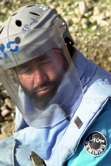 Afghanistan, march 14 2003, abdul wakil (in pic) is one of the most experienced afghan specialists trained for carrying out a demining campaign, special efforts of the campaign financed by international humanitarian organisations are directed towards 'cleaning' areas around highways and settlements.