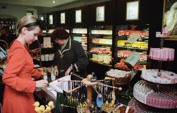 In retail store of design company ' new dawn ', moscow, russia, 7/03.