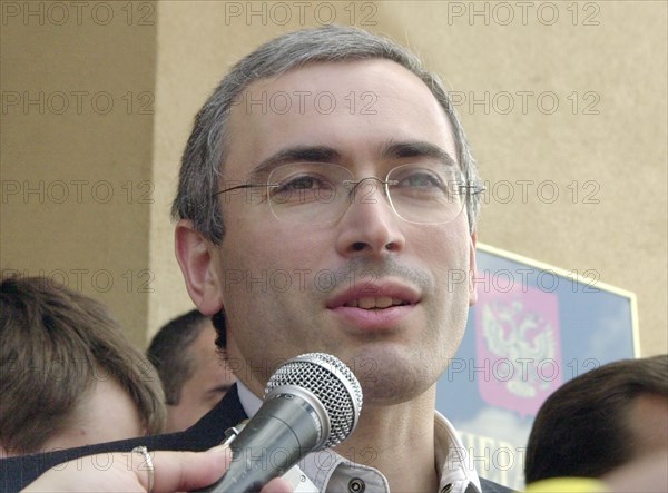 Mikhail khodorkovsky, the head of the yukos oil company and russia's wealthiest man, pictured upon leaving the general prosecutor's office