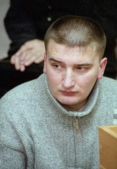 The only survivor of the k-159 submarine accident first lieutenant maxim tsybulski in the court room of severomorsk garrison court, court hearings of the case of k-159 submarine accident began today, northern fleet, severomorsk, russia, january 12, 2004.