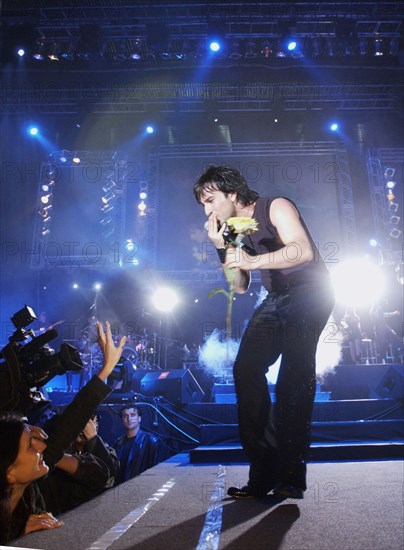 Turkish pop-singer, tarkan performing at the luzhniki palace of sports in moscow.