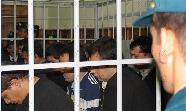 Tashkent, uzbekistan, rebels involved in mass disturbances in andizhan in may, 2005 appear in the supreme court of uzbekistan, the court found them guilty of terrorism, an attempted coup d'etat and unlawful takeover of administrative buildings, they were sentenced to prison terms ranging from five to twenty years.