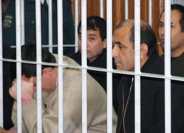 Tashkent, uzbekistan, rebels involved in mass disturbances in andizhan in may, 2005 appear in the supreme court of uzbekistan, the court found them guilty of terrorism, an attempted coup d'etat and unlawful takeover of administrative buildings, they were sentenced to prison terms ranging from five to twenty years.