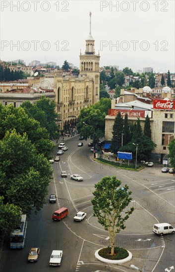 Rustaveli avenue, the main street in tbilisi, georgia.