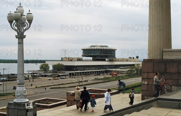 A street scene in volgograd (formerly stalingrad), russia.