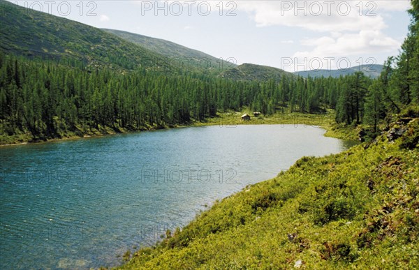 The upper lena river and the baikal-lena state nature preserve in the irkutsk region of siberia, russia.