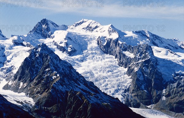 The amanauzky glacier, dombai, northern caucasus.