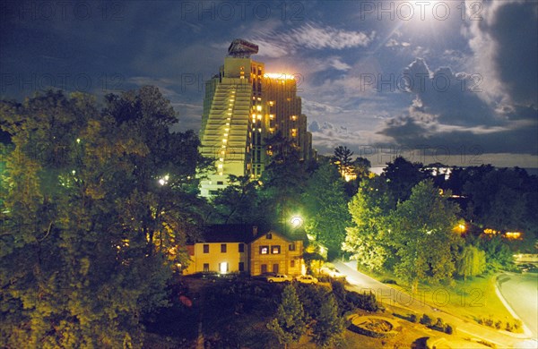 The dagomys tourist complex at night in sochi, krasnodar region, russia.