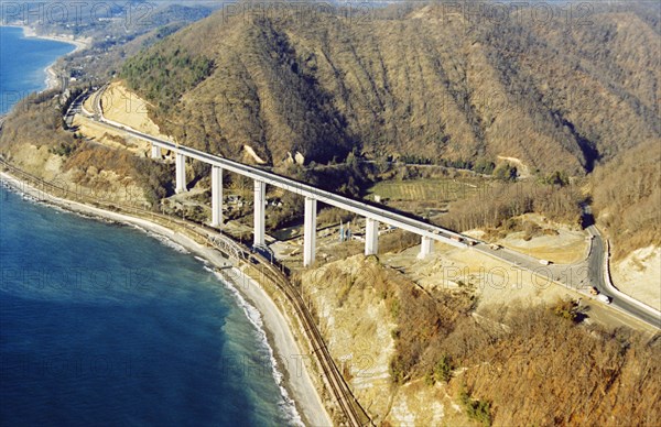 A bridge over the chimit river valley near sochi, krasnodar region, russia.