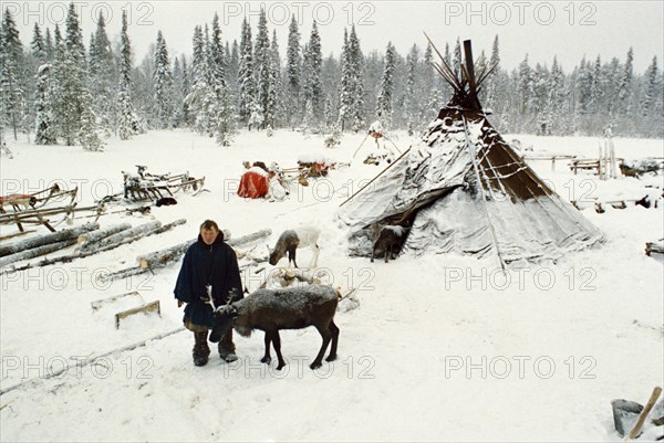 A reindeer breeders settlement in siberia, 1990s.