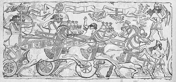 Religion The Holy Bible. Assyrian warrior during the battle
